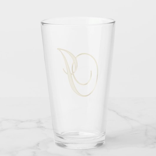 Gold Monogram J Glass Glas (Achterkant)