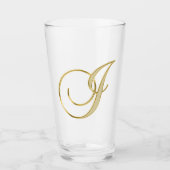 Gold Monogram J Glass Glas (Voorkant)