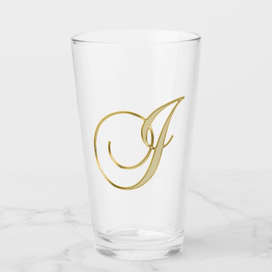 Gold Monogram J Glass Glas (Voorkant)