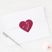 Gold Monogram J Initiaal Hart Sticker (Envelop)