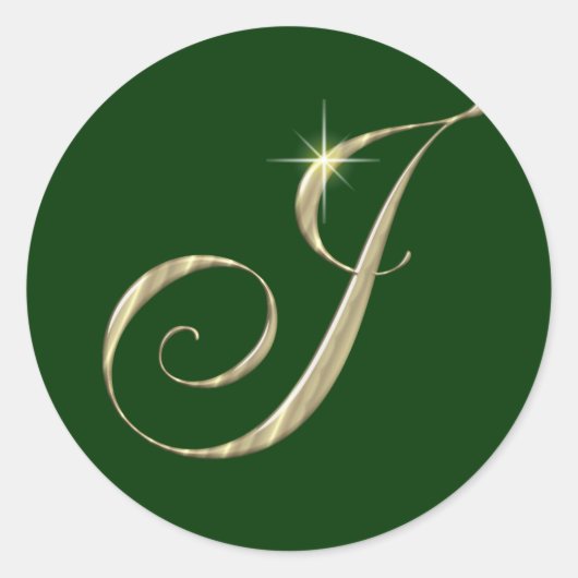 Gold Monogram J Initiaal Ronde Sticker (Voorkant)