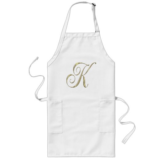 Gold Monogram K Initiaal BBQ Schort (Voorkant)