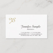 Gold Monogram kalligrafie Trendy Chic White Plain Visitekaartje (Voorkant)