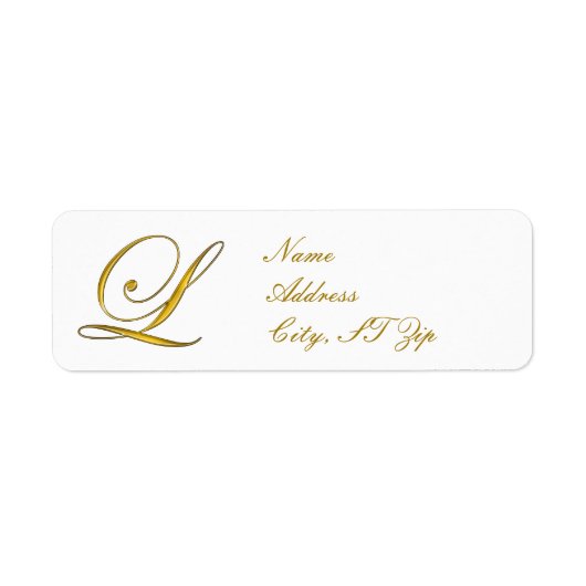 Gold Monogram L Gepersonaliseerd Retouradreslabels Etiket (Voorkant)