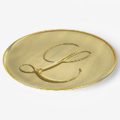 Gold Monogram L Weddenschap Aangepaste Monogrammen Papieren Bordje (Gekanteld)
