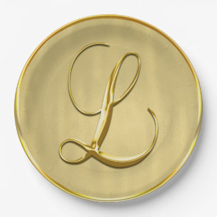 Gold Monogram L Weddenschap Aangepaste Monogrammen Papieren Bordje