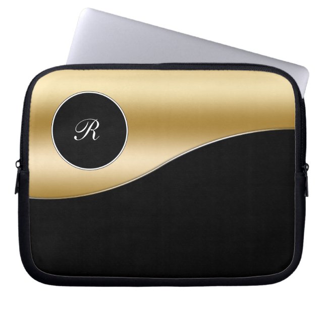 Gold Monogram laptop Hoesje Laptop Sleeve (Voorkant)