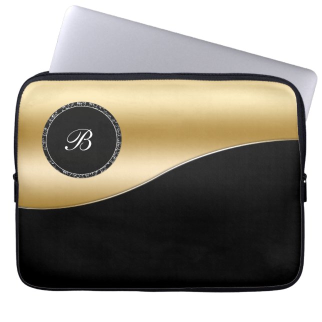 Gold Monogram laptop Hoesje Laptop Sleeve (Voorkant)