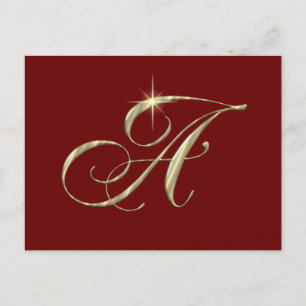 Gold Monogram Letter A Briefkaart