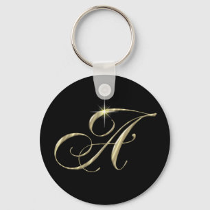 Gold Monogram Letter A Sleutelhanger