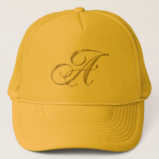 Gold Monogram Letter A Trucker Pet