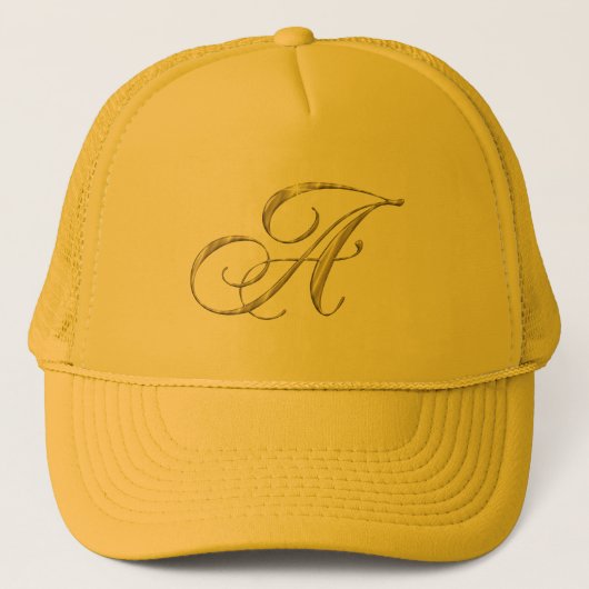 Gold Monogram Letter A Trucker Pet (Voorkant)
