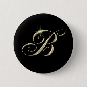 Gold Monogram Letter B Ronde Button 5,7 Cm