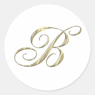 Gold Monogram Letter B Ronde Sticker