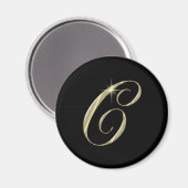 Gold Monogram Letter C-Initialen Magneet (Voorkant / Achterkant)