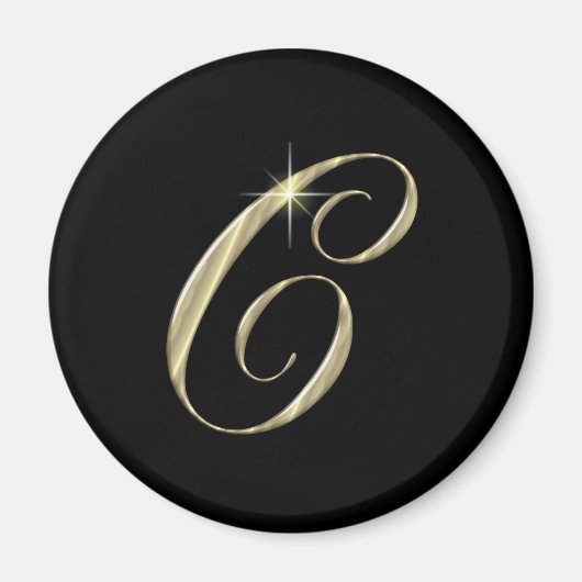 Gold Monogram Letter C-Initialen Magneet (Voorkant)