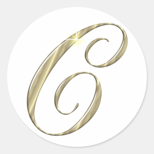 Gold Monogram Letter C-Initialen Ronde Sticker (Voorkant)