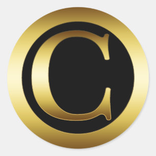 GOLD MONOGRAM LETTER C RONDE STICKER