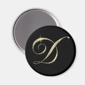 Gold Monogram Letter D Initialen Locker Magnet (Voorkant / Achterkant)