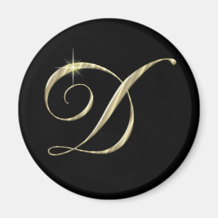 Gold Monogram Letter D Initialen Locker Magnet