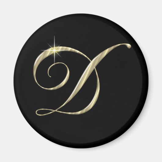 Gold Monogram Letter D Initialen Locker Magnet (Voorkant)