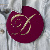 Gold Monogram Letter D Initialen Ronde Button 6,0 Cm (In situ)