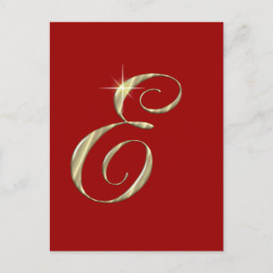 Gold Monogram Letter E Initiaal Briefkaart