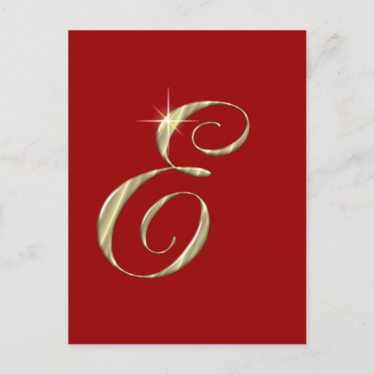 Gold Monogram Letter E Initiaal Briefkaart (Voorkant)