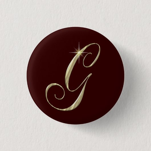Gold Monogram Letter G Initialen Ronde Button 3,2 Cm (Voorkant)