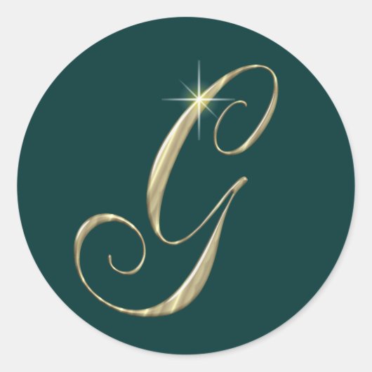 Gold Monogram Letter G Initialen Ronde Sticker (Voorkant)