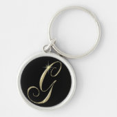 Gold Monogram Letter G Initialen Sleutelhanger (Voorkant)