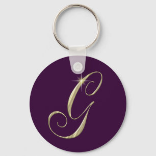 Gold Monogram Letter G Initialen Sleutelhanger