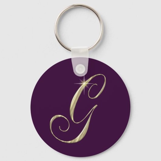 Gold Monogram Letter G Initialen Sleutelhanger (Voorkant)