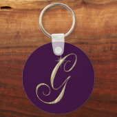 Gold Monogram Letter G Initialen Sleutelhanger (Voorkant)