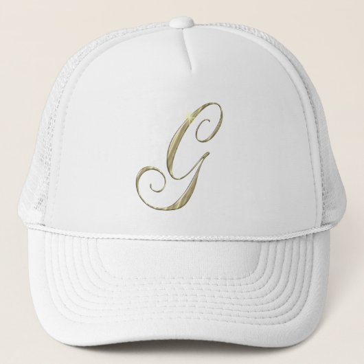 Gold Monogram Letter G Initialen Trucker Pet (Voorkant)