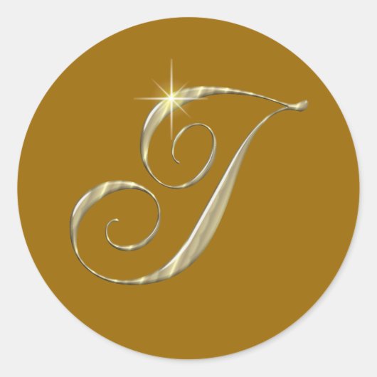 Gold Monogram Letter I initialen Ronde Sticker (Voorkant)