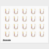 Gold MONOGRAM letter U met bloem Ronde Sticker (Vel)
