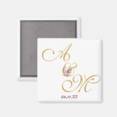 Gold MONOGRAM letter WEDDING PERSONALISEERD Magneet (Voorkant / Achterkant)