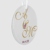 Gold MONOGRAM letter WEDDING PERSONALISEERD Ornament (voorkant)