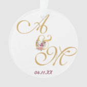 Gold MONOGRAM letter WEDDING PERSONALISEERD Ornament (voorkant)