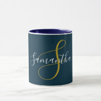 Gold Monogram Letter & White Name Mok