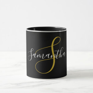 Gold Monogram Letter & White Name Mok