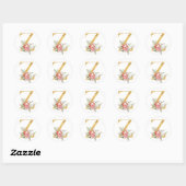 Gold MONOGRAM letter Z met bloem Ronde Sticker (Vel)