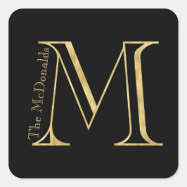 Gold Monogram M en naam op elke kleur Vierkante Sticker