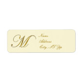 Gold Monogram M Gepersonaliseerd retour adreslabel Etiket (Voorkant)