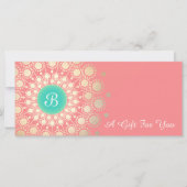 Gold Monogram Mandala Roze Coral Gift Certificate (Voorkant)
