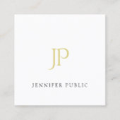 Gold Monogram Modern Plain Elegant Professional Vierkante Visitekaartje (Voorkant)
