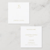 Gold Monogram Modern Simple Plain Ingeavanceerd Vierkante Visitekaartje (Voorkant / Achterkant)