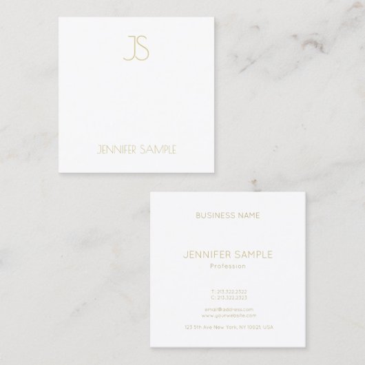Gold Monogram Modern Simple Plain Ingeavanceerd Vierkante Visitekaartje (Voorkant / Achterkant)