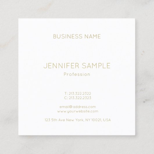 Gold Monogram Modern Simple Plain Ingeavanceerd Vierkante Visitekaartje (Achterkant)